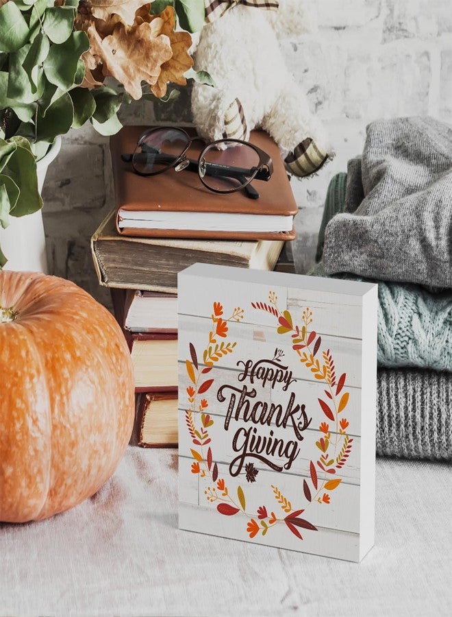 WRSUNT Rustic Happy Thanksgiving Wooden Box Sign Fall Cute Sign Retro Farmhouse Decorative Wood Box Sign Block Plaque for Wall Desk Home Bathroom Decoration 5 x 5 Inches - Image 4